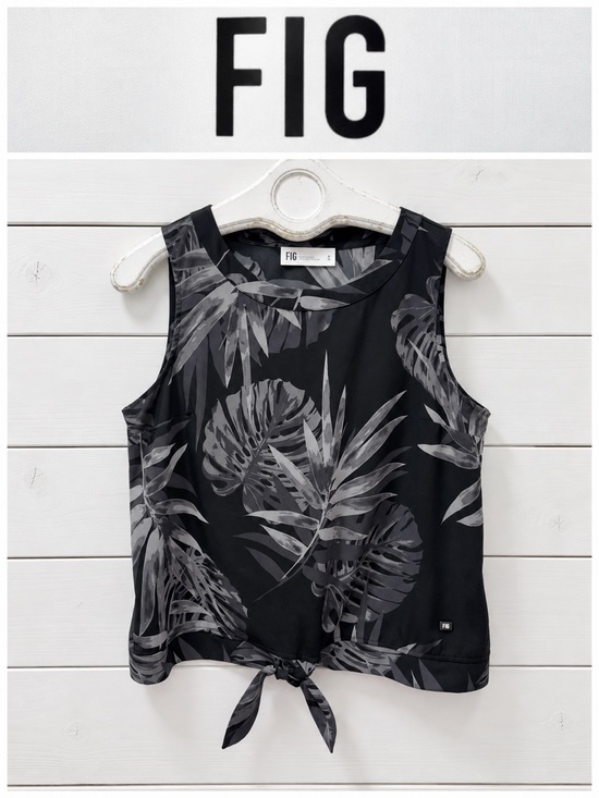 Fig Tops - FIG Lightweight Tropical Sleeveless Tie-Front Top – Size M